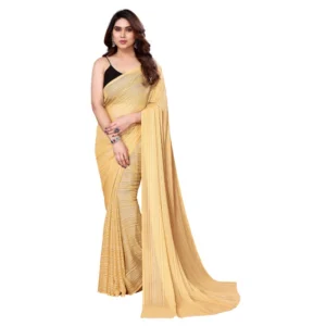 Women's Georgette Printed Saree WithOut Blouse (Beige, 5-6 Mtrs)