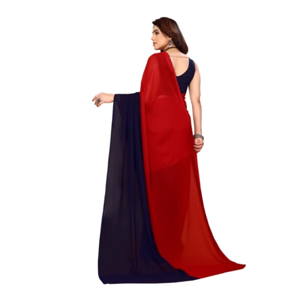 Women's Georgette Printed Saree With Unstitched Blouse (Red, 5-6 Mtrs)