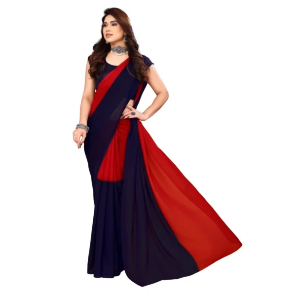 Women's Georgette Printed Saree With Unstitched Blouse (Red, 5-6 Mtrs)