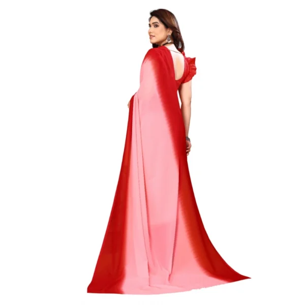 Women's Georgette Printed Saree With Unstitched Blouse (Red, 5-6 Mtrs)