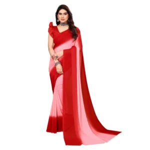 Women's Georgette Printed Saree With Unstitched Blouse (Red, 5-6 Mtrs)