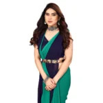 Women's Georgette Printed Saree With Unstitched Blouse (Green, 5-6 Mtrs)