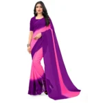 Women's Georgette Printed Saree With Unstitched Blouse (Pink, 5-6 Mtrs)