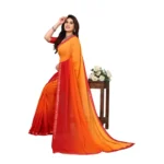 Women's Georgette Printed Saree With Unstitched Blouse (Orange, 5-6 Mtrs)