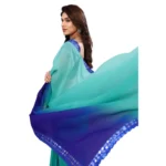 Women's Georgette Printed Saree With Unstitched Blouse (Turquoise Green, 5-6 Mtrs)