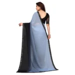 Women's Georgette Printed Saree With Unstitched Blouse (Grey, 5-6 Mtrs)