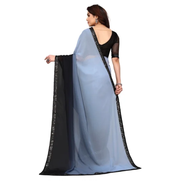 Women's Georgette Printed Saree With Unstitched Blouse (Grey, 5-6 Mtrs)