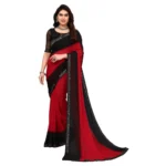 Women's Georgette Printed Saree With Unstitched Blouse (Red, 5-6 Mtrs)