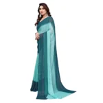 Women's Georgette Printed Saree WithOut Blouse (Turquoise Green, 5-6 Mtrs)
