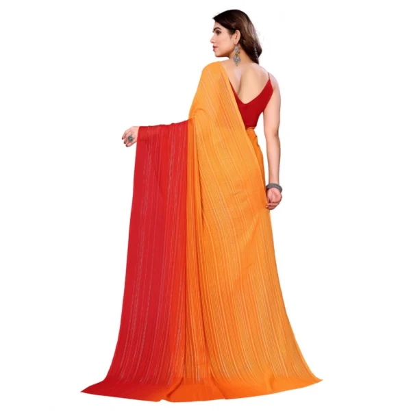 Women's Georgette Printed Saree WithOut Blouse (Orange, 5-6 Mtrs)