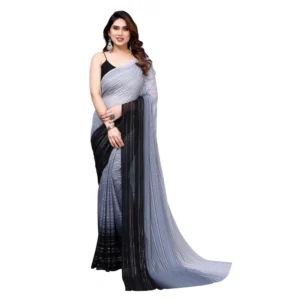 Women's Georgette Printed Saree WithOut Blouse (Grey, 5-6 Mtrs)