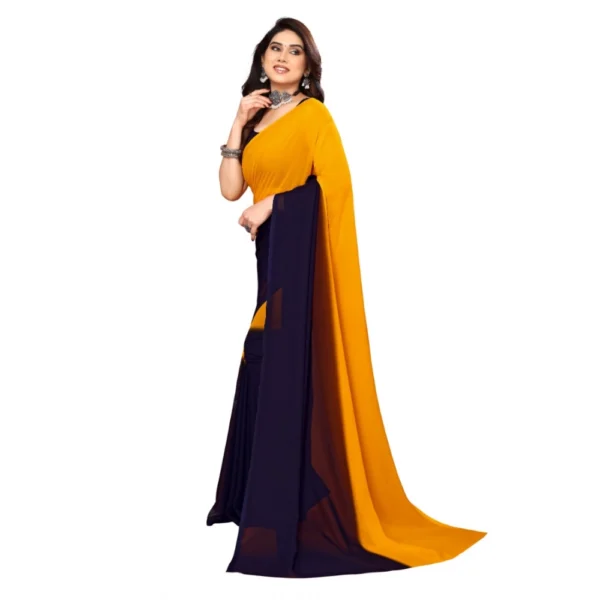 Women's Georgette Printed Saree With Unstitched Blouse (Yellow, 5-6 Mtrs)