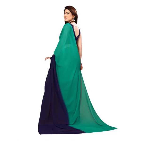 Women's Georgette Printed Saree With Unstitched Blouse (Green, 5-6 Mtrs)