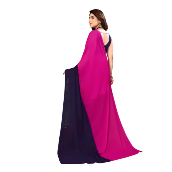 Women's Georgette Printed Saree With Unstitched Blouse (Purple, 5-6 Mtrs)