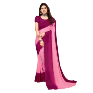 Women's Georgette Printed Saree With Unstitched Blouse (Pink, 5-6 Mtrs)