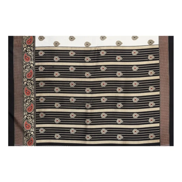 Women's Art Silk Printed Saree With Unstitched Blouse (Black, 5-6 Mtrs)
