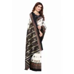 Women's Art Silk Printed Saree With Unstitched Blouse (Black, 5-6 Mtrs)