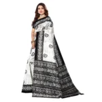 Women's Art Silk Printed Saree With Unstitched Blouse (Black, 5-6 Mtrs)