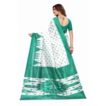 Women's Art Silk Printed Saree With Unstitched Blouse (Green, 5-6 Mtrs)