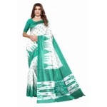 Women's Art Silk Printed Saree With Unstitched Blouse (Green, 5-6 Mtrs)