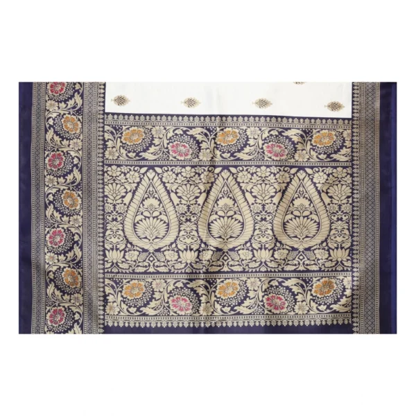 Women's Art Silk Printed Saree With Unstitched Blouse (Navy Blue, 5-6 Mtrs)