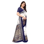 Women's Art Silk Printed Saree With Unstitched Blouse (Navy Blue, 5-6 Mtrs)
