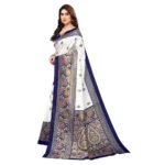 Women's Art Silk Printed Saree With Unstitched Blouse (Navy Blue, 5-6 Mtrs)