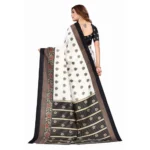 Women's Art Silk Printed Saree With Unstitched Blouse (Black, 5-6 Mtrs)