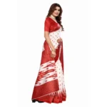 Women's Art Silk Printed Saree With Unstitched Blouse (Red, 5-6 Mtrs)