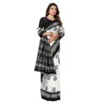 Women's Art Silk Printed Saree With Unstitched Blouse (Black, 5-6 Mtrs)