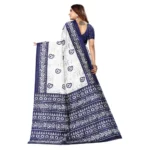 Women's Art Silk Printed Saree With Unstitched Blouse (Navy Blue, 5-6 Mtrs)