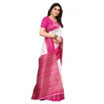 Women's Art Silk Printed Saree With Unstitched Blouse (Pink, 5-6 Mtrs)