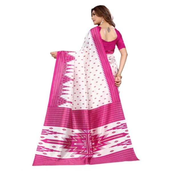 Women's Art Silk Printed Saree With Unstitched Blouse (Pink, 5-6 Mtrs)