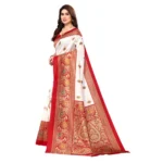 Women's Art Silk Printed Saree With Unstitched Blouse (Red, 5-6 Mtrs)