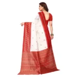 Women's Art Silk Printed Saree With Unstitched Blouse (Red, 5-6 Mtrs)