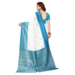 Women's Art Silk Printed Saree With Unstitched Blouse (Blue, 5-6 Mtrs)