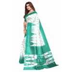 Women's Art Silk Printed Saree With Unstitched Blouse (Green, 5-6 Mtrs)