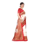 Women's Art Silk Printed Saree With Unstitched Blouse (Red, 5-6 Mtrs)
