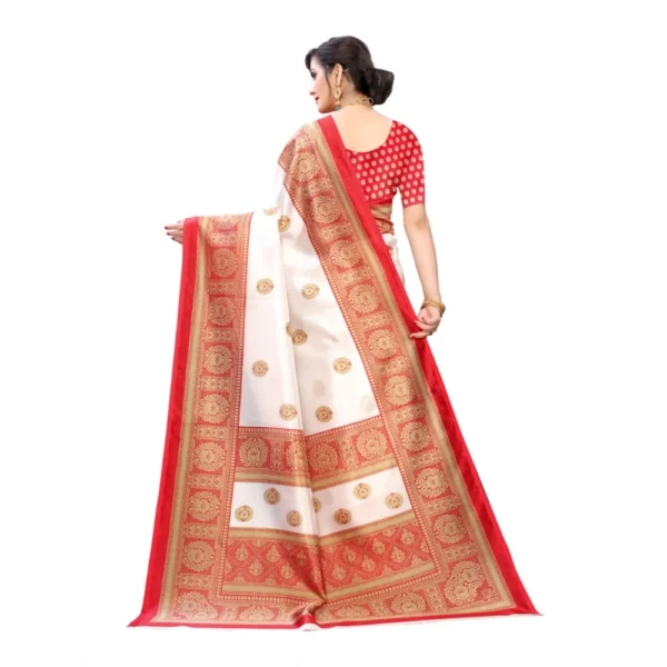 Women's Art Silk Printed Saree With Unstitched Blouse (Red, 5-6 Mtrs)