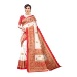 Women's Art Silk Printed Saree With Unstitched Blouse (Red, 5-6 Mtrs)