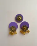 Rainvas purple golden round studs earrings with adjustable ring set