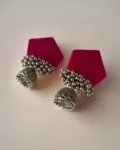 Rainvas Pink mini jhumka with silver ghungroo