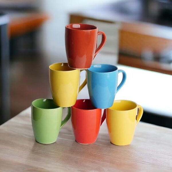 Freakway Stylish Ceramic Mug for Coffee Lovers/Glossy Finish Mugs Themis Series Coffee Mug - Ceramic Set of 6 (300ml) Handcrafted Design Tea Cups Set - Multicolor