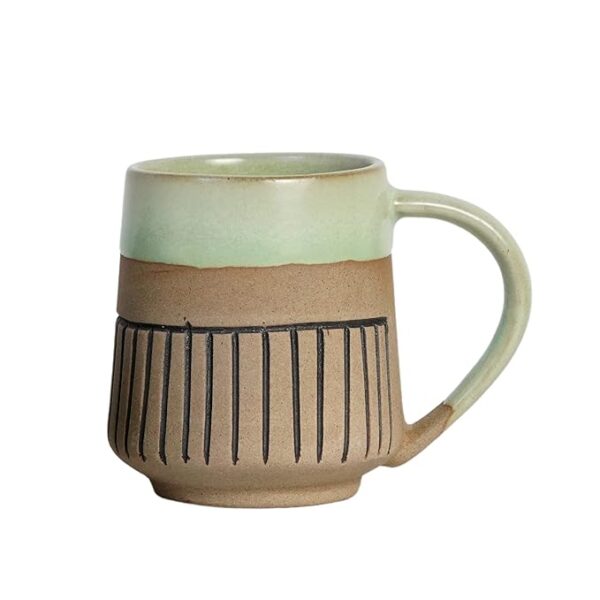 Freakway Canyon Rose Set of 2 Studio Ribbed Handcrafted Ceramic Coffee Mug Set of 2 (400 ML, Microwave Safe & Dishwasher Safe)-Tea Mugs Ceramic Mugs Milk Mug Coffee Cup Drinkware