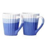 Freakway Home Blue Color Grooved Classic Handmade Ceramic Milk and Coffee Mug | Indian Stoneware | Microwave & Dishwasher Safe | 325 ML