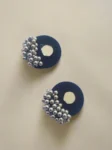 Rainvas Tiny dark blue and silver round studs earrings for girls