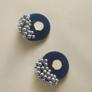 Rainvas Tiny dark blue and silver round studs earrings for girls
