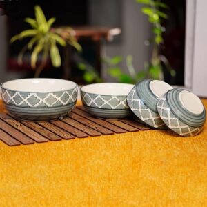 Bowl Material Ceramic Brand Freakway Colour Grey Style Modern Special Feature Microwave Safe About this item Included Components: 4 Pieces of Mixing Bowls Capacity: 1000 ML, 750 ML, 500 ML and 300 ML, Made from a high quality ceramic Art Type : This is a handmade product not bone china. It is hand painted by finest craftsmen. The product is dishwasher and microwave safe. Uses: A perfect gift to pamper your loved ones. Can be used for both special occasions and regular uses and have a good grip having dinner Any kind physical damages after successful delivery of the product