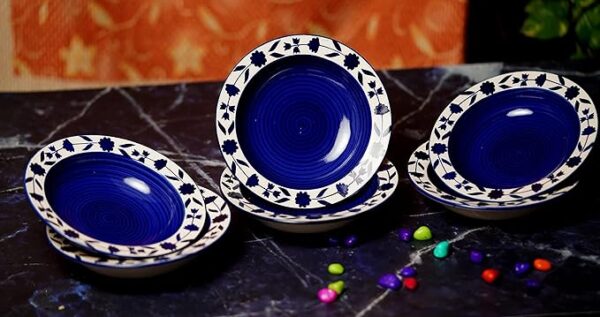 Freakway Ceramic Royal Floral Soup Bowl/Dessert Brown & White Floral Pattern 7 Inch Diameter (Set of 6)