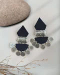Rainvas Black and silver heavy earrings for women